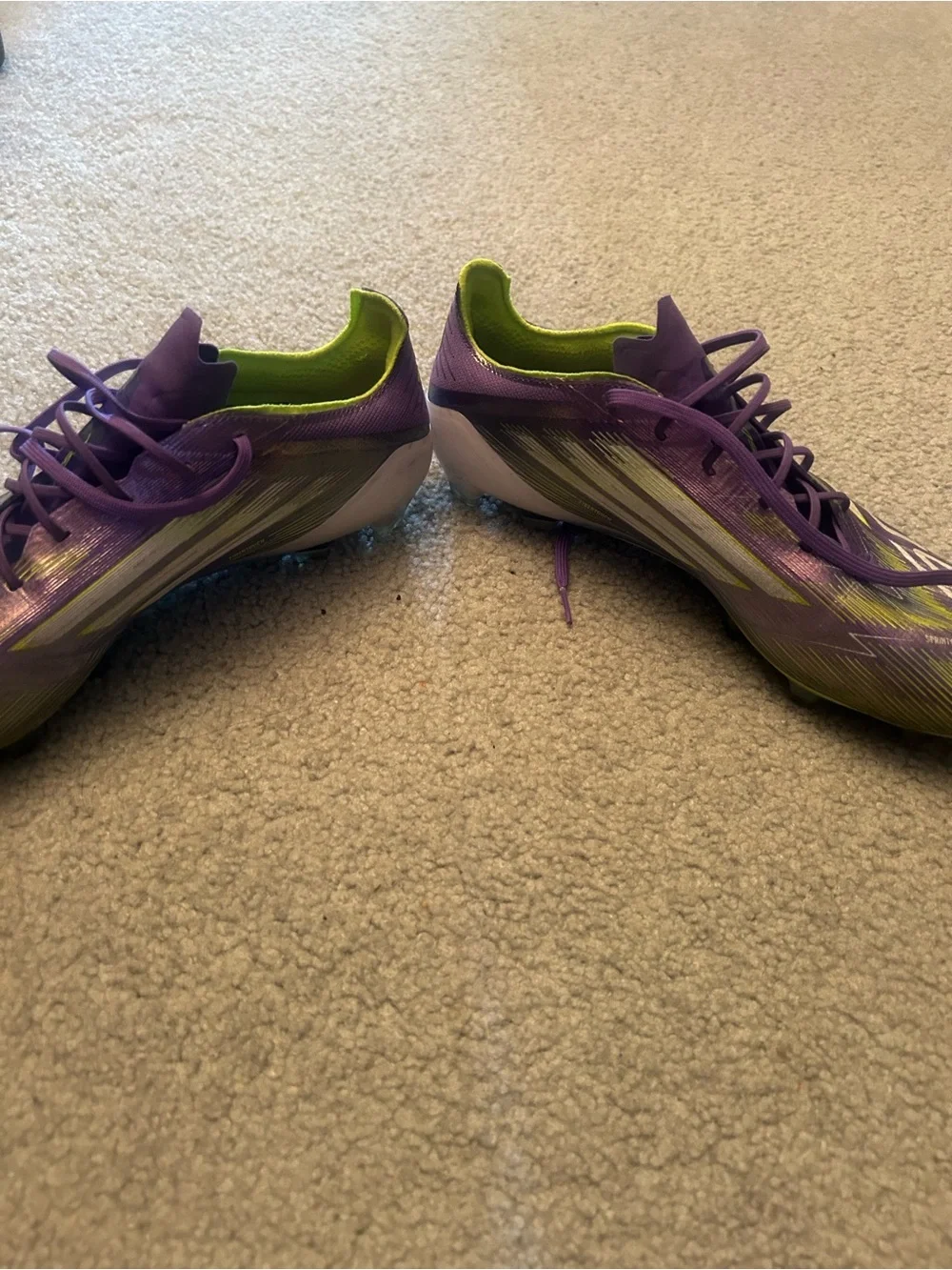 Adidas f50 purple and green size 10.5